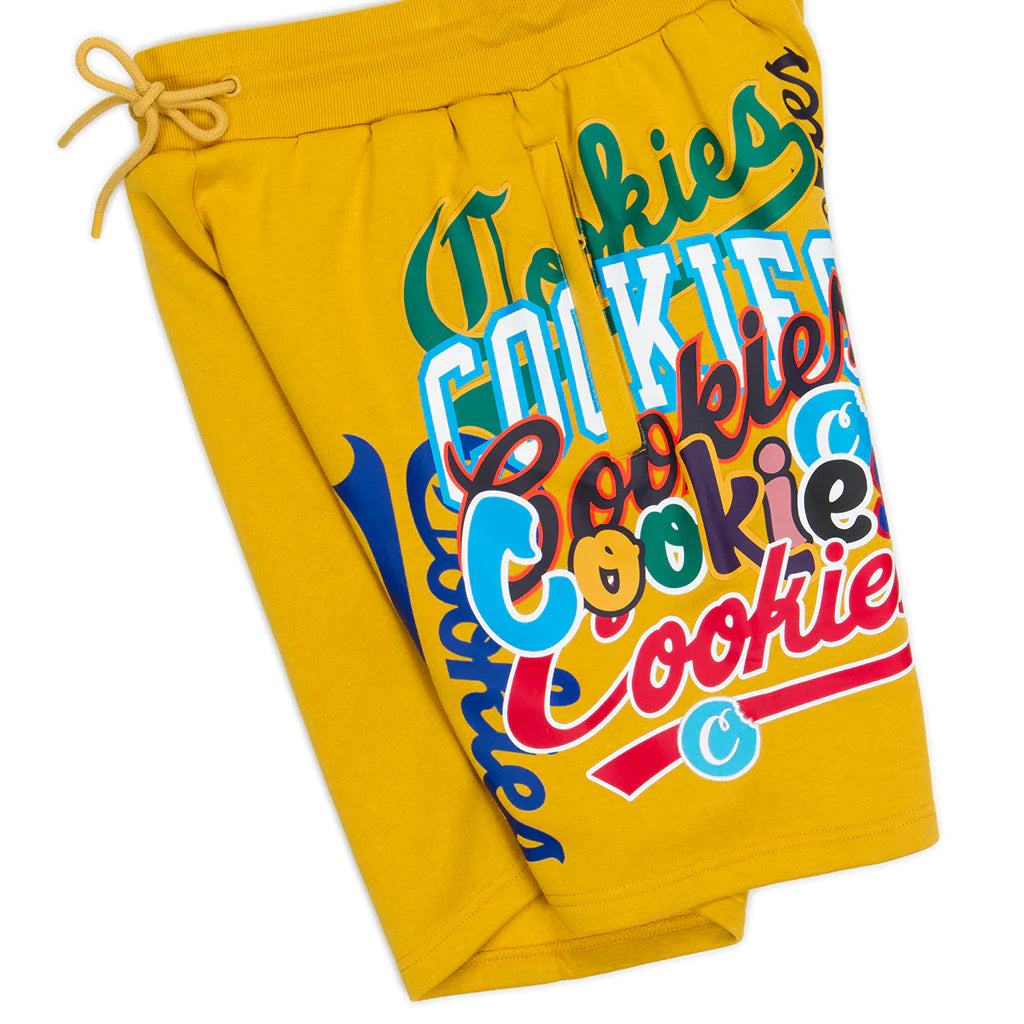 Cookies Infamous Fleece Zipper Gold SweatShorts