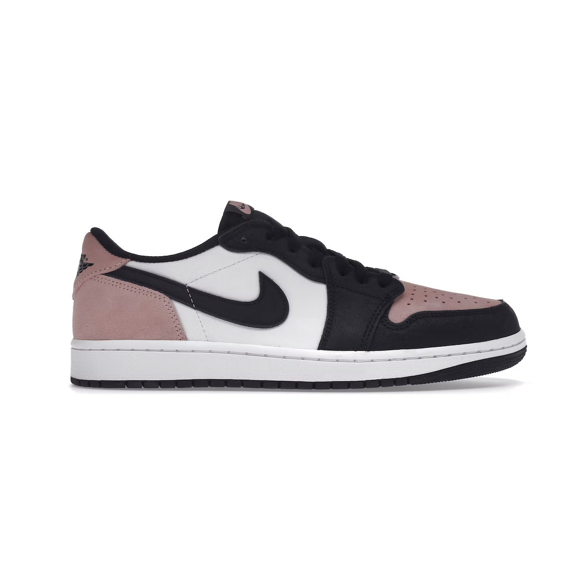 Close-up of the Jordan 1 Low OG in Bleached Coral, a stylish and versatile sneaker with a classic design and vibrant colorway