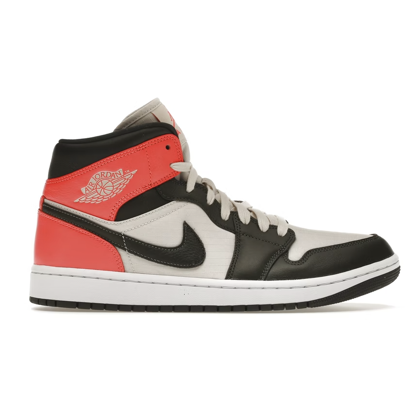 High-top Jordan 1 Mid Newsprint-Light Orewood Brown women's sneakers with stylish design and comfortable fit for urban fashion enthusiasts