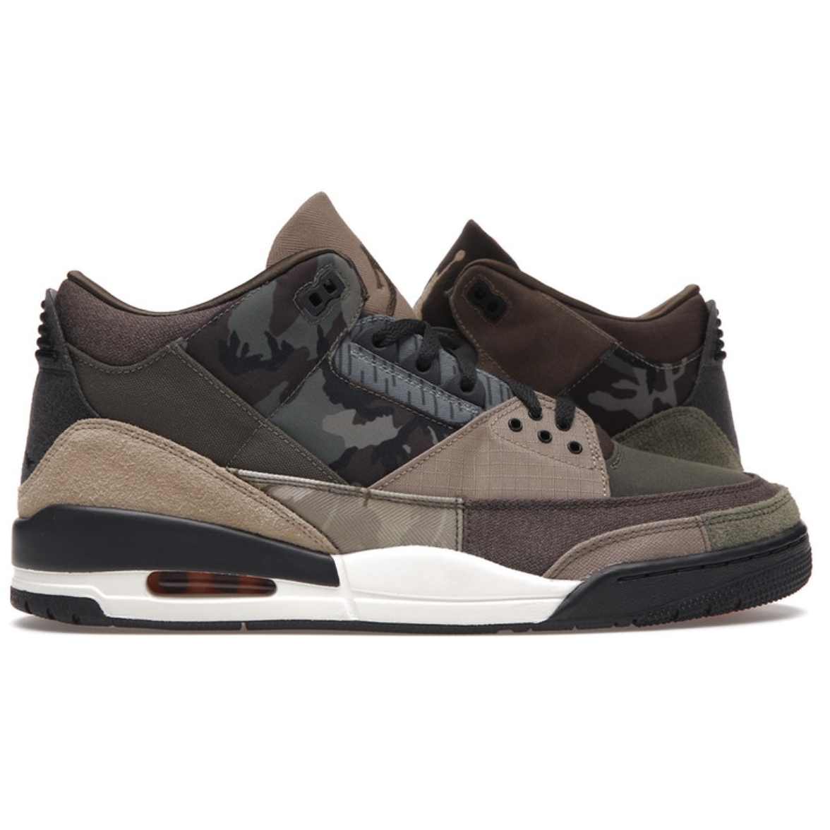 Jordan 3 Retro Patchwork Camo sneakers with unique camouflage design and classic silhouette