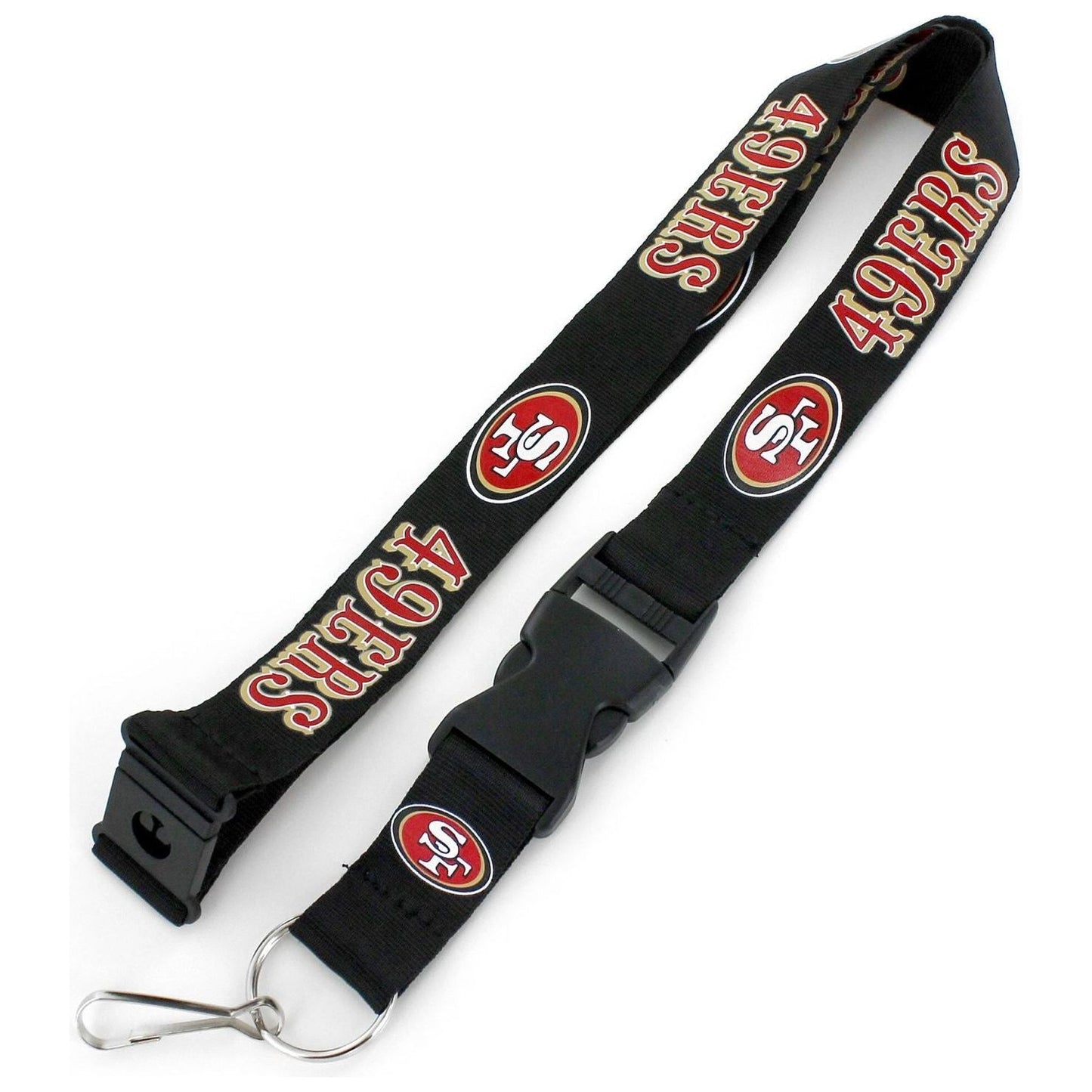 San Francisco 49ers Team Lanyard in Black with Logo and Clip