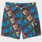 Black swim shorts with Cookies On The Block logo, perfect for beach days and pool parties