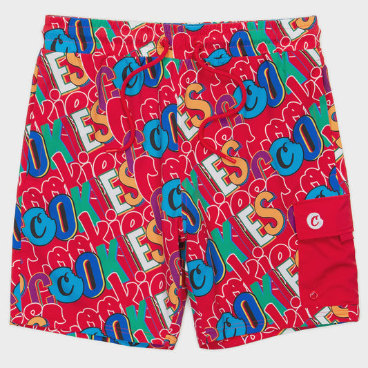 Cookies On The Block Red Swim Shorts