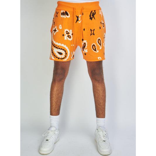Politics Paisley Knit Shorts - Orange (Pais383)