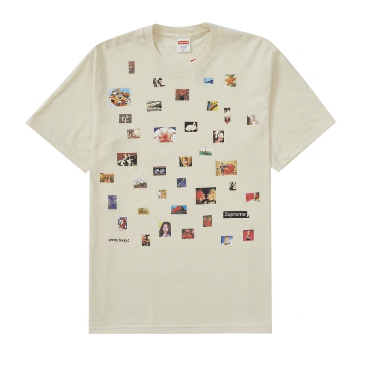 Supreme Pretty Fucked Tee in natural color, featuring distressed design