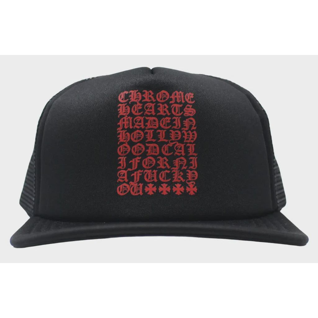 Chrome Hearts Eyechart Trucker Hat - Black/Red