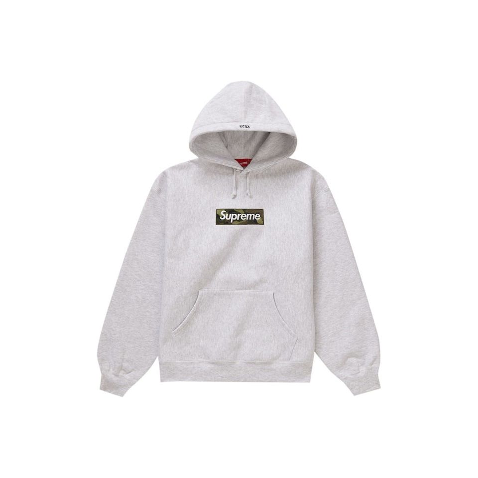 High-quality Supreme Box Logo Hoodie in Ash Grey from Fall/Winter 2023 collection