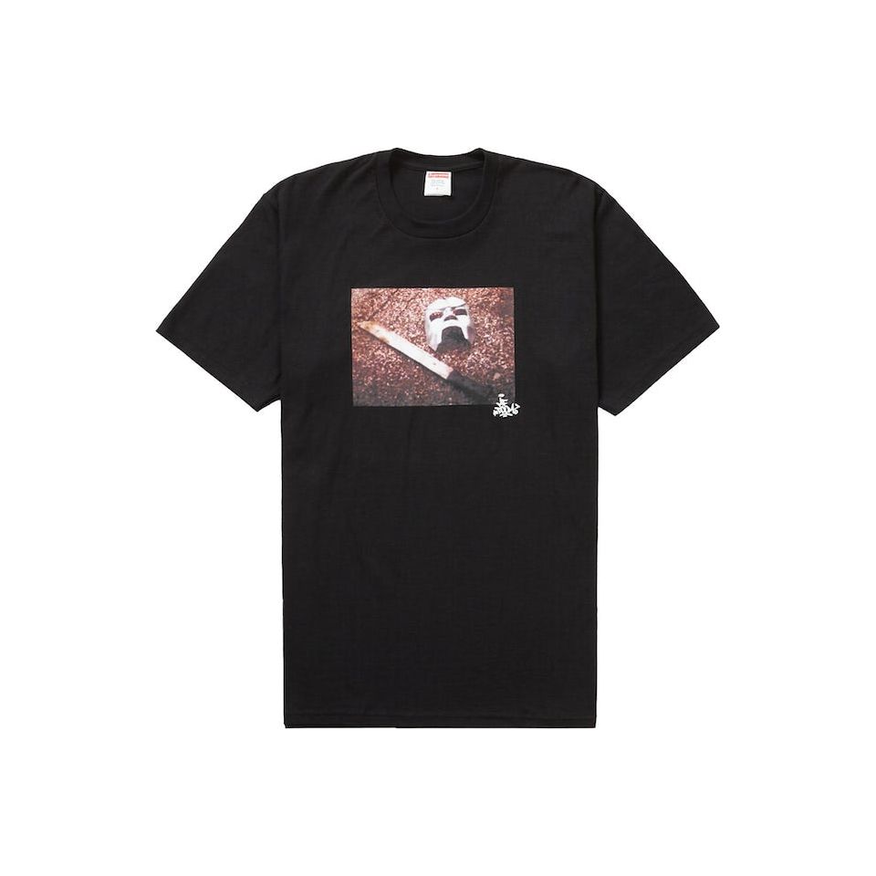 Black Supreme MF Doom Tee from Fall/Winter 23 Collection - Stylish and iconic limited edition streetwear t-shirt