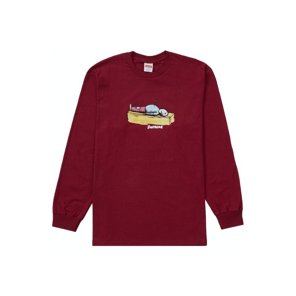 Supreme Neil Blender Arrow long sleeve tee in cardinal red, from the Fall/Winter 2023 collection, featuring a bold graphic design