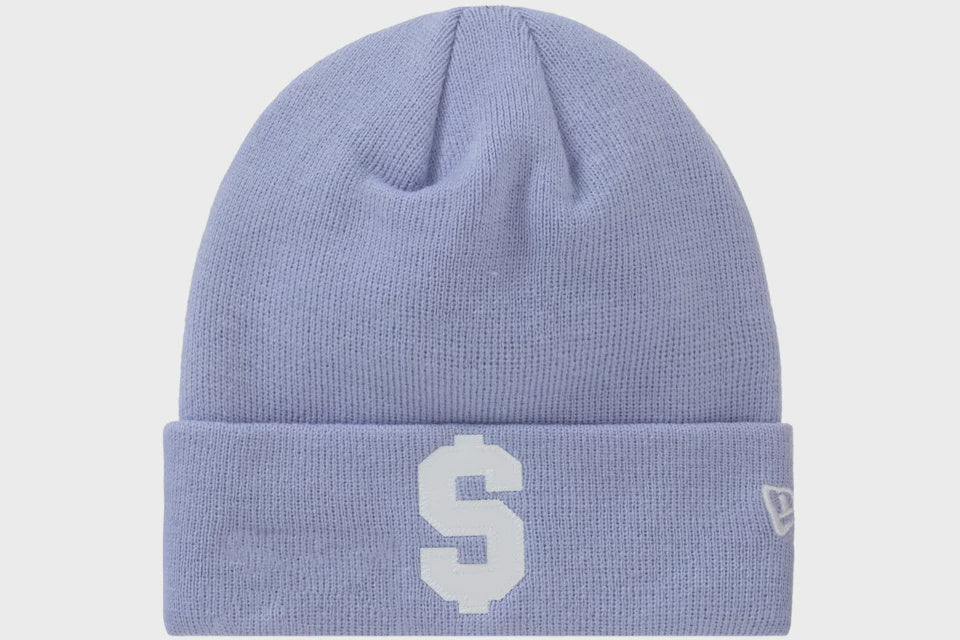 Supreme New Era $ Beanie in Light Purple (SS24) showcasing the stylish and comfortable headwear for fashion-forward individuals