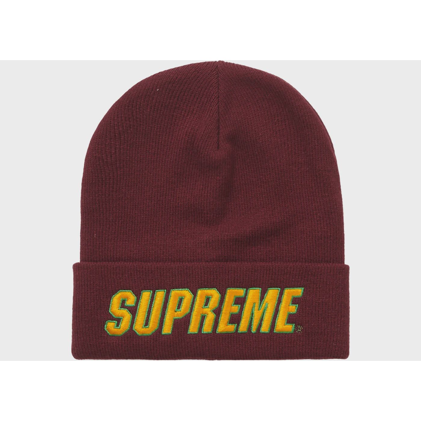 Supreme Slant Beanie in deep burgundy color from Fall/Winter 23 collection