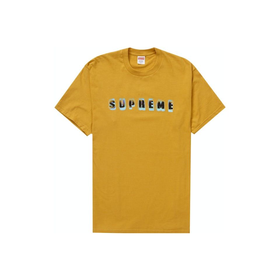 Supreme Stencil Tee in Mustard color from Fall/Winter 23 collection