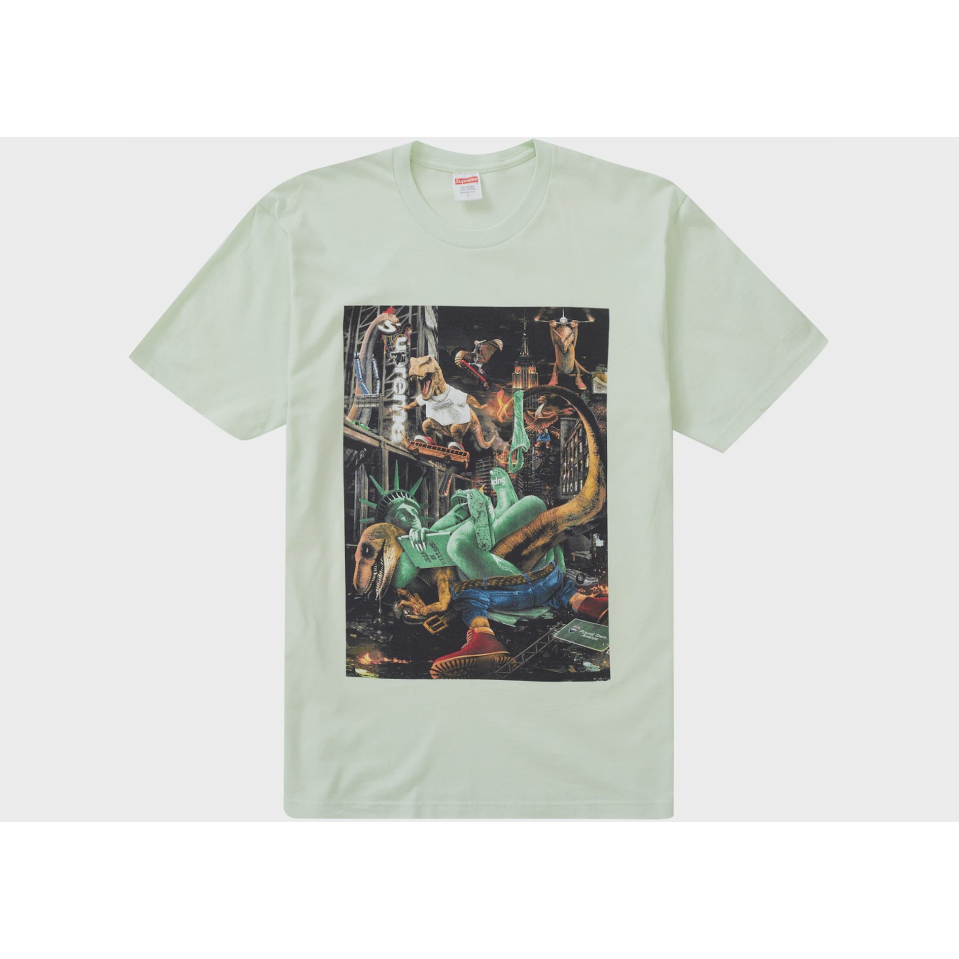 Supreme T-Rex Tee in Pale Green, 100% cotton, short-sleeved t-shirt