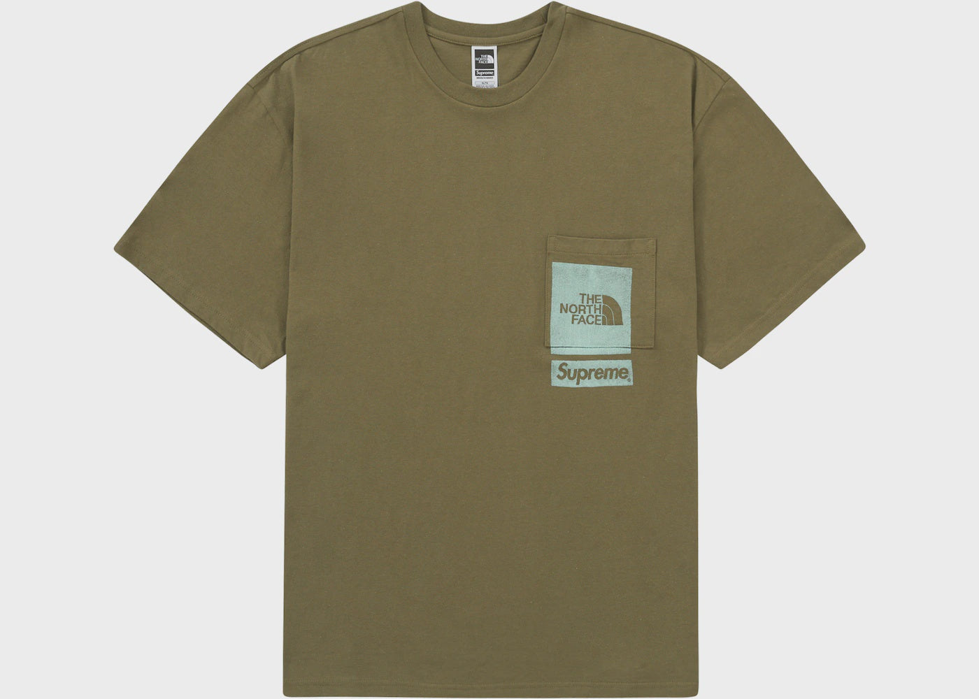 Supreme The North Face Pocket Tee in Olive from SS23 collection, a stylish and versatile addition to your wardrobe