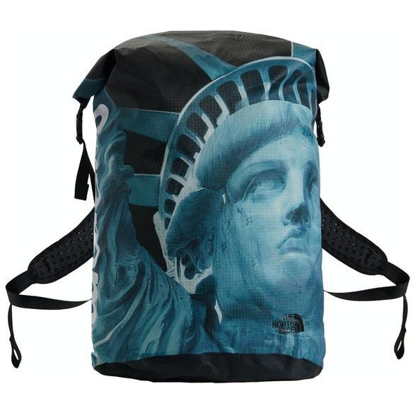 Sleek and durable Supreme The North Face Statue of Liberty Waterproof Backpack - Black with iconic Statue of Liberty graphic
