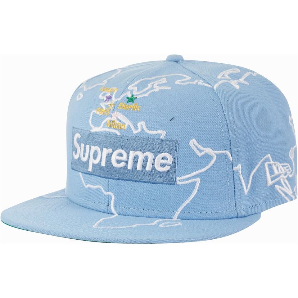 Supreme Worldwide Box Logo New Era Fitted Hat - Light Blue (FW23)