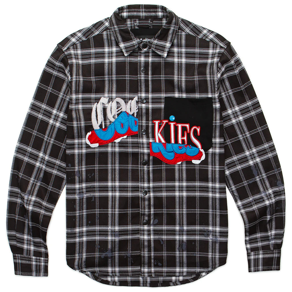 Cookies Upper Echelon L/S Black Woven Button Up (1562W6445)
