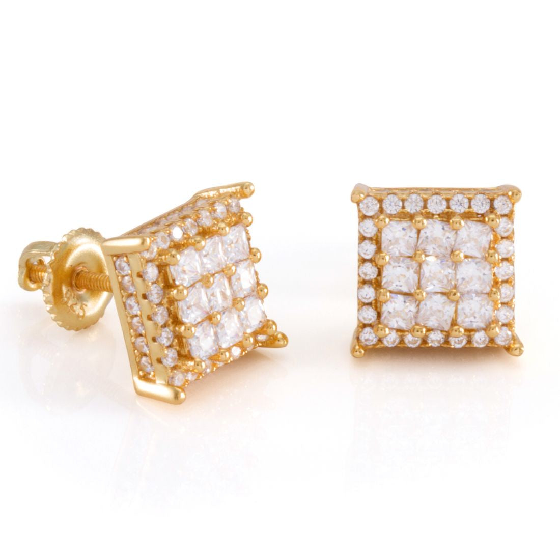 King Ice 14K Gold Double Layered Earrings