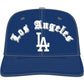 Los Angeles Dodgers snapback in blue with traditional Old English font