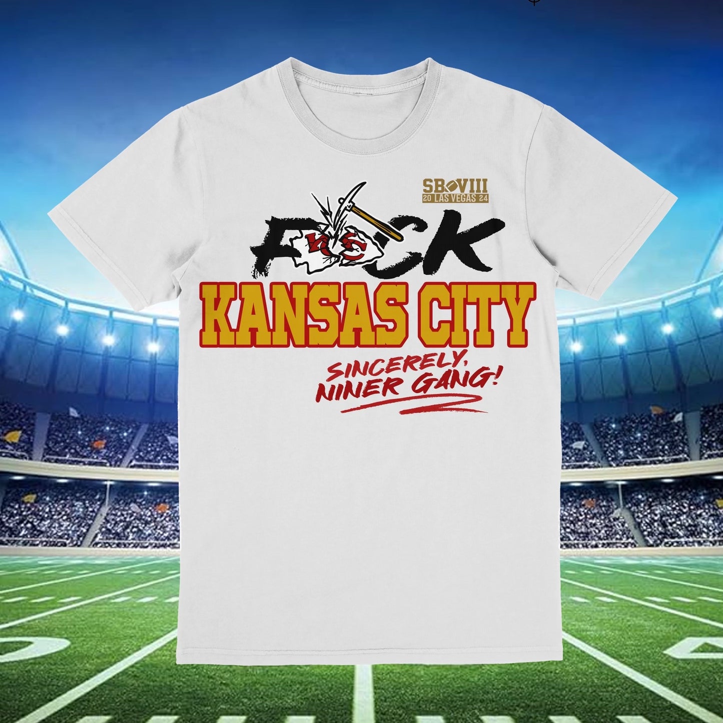 "F*ck Kansas City" Sincerely Niner Gang - White Tee