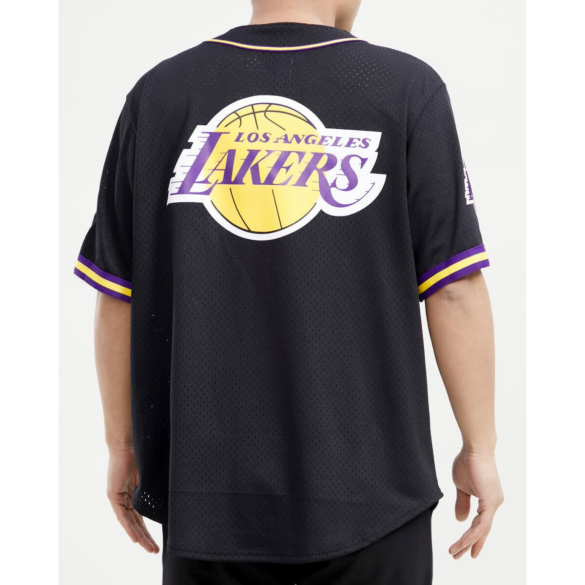 Pro Standard Los Angeles Lakers Logo Mesh Button Up Jersey - Black