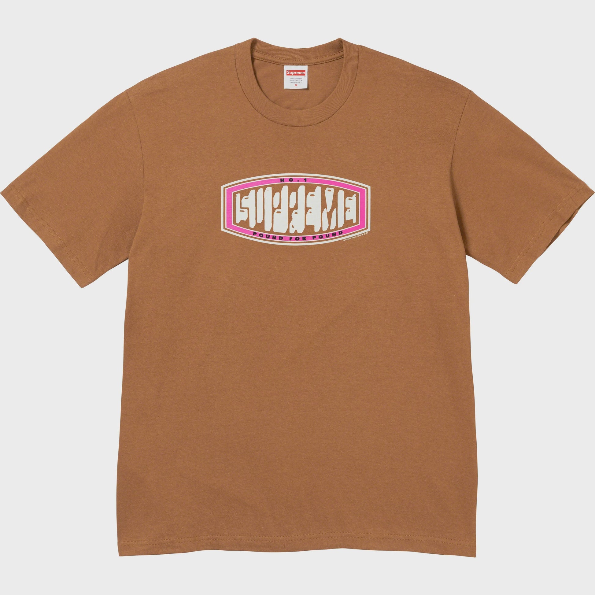 Supreme Pound Tee in Brown colorway from Fall/Winter 2023 collection