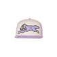Close-up of Ice Cream Truck Stop Lavender Frost Trucker Hat with embroidered logo and mesh back 